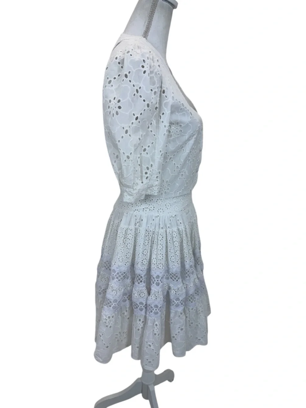 Maje Rayanette Guipure Skater Dress 36 White - Picture 3 of 16